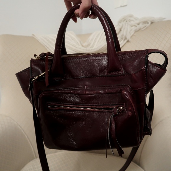 Zara Handbags - Wine Real Leather Bag